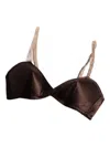 Miu Miu Satin Triangle Bra Adjustable Straps In Brown
