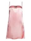Miu Miu Logo-patch Satin Slip Dress In Pink