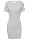 Miu Miu Logo-patch Scallop-trim Minidress In Grey