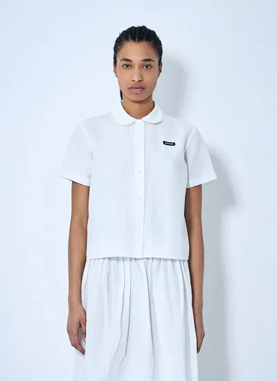 Miu Miu Logo-patch Short-sleeved Shirt In White