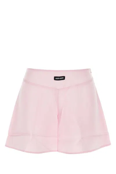 Miu Miu Logo Patch Shorts In Multicolor