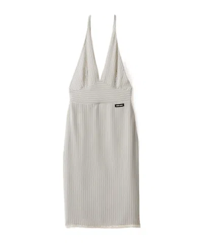 Miu Miu Crêpe De Chine Dress In White