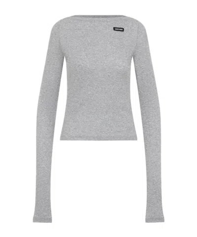 MIU MIU MIU MIU LOGO-PATCH LONG-SLEEVED TOP