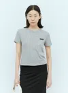 Miu Miu Logo Patch T-shirt In Gray