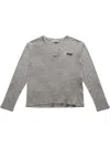 Miu Miu Logo-patch T-shirt In Grey