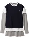 Miu Miu Cotton Layering T-shirts (pack Of 3) In F03z9 Alluminiobiancoblu