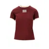 Miu Miu Logo Patch T-shirt In Burgundy