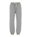 Miu Miu Cotton Fleece Pants With Leather Trim In Gray
