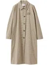 Miu Miu Logo-patch Trench Coat In Green