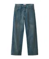 Miu Miu Logo-patch Trousers In Blue