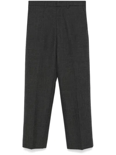 Miu Miu Logo-patch Trousers In Grau