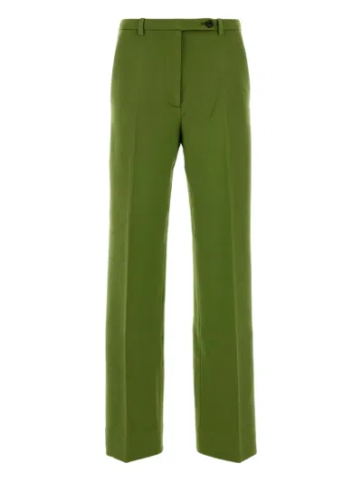 Miu Miu Stretch Viscose Blend Trousers Featuring Pockets In Green