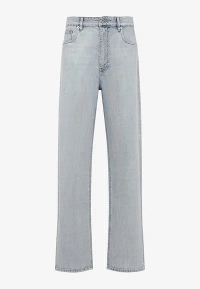 Miu Miu Logo Patch Vintage High-waist Jeans In Blue