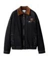 Miu Miu Logo-patch Zipped Denim Padded Jacket In Black
