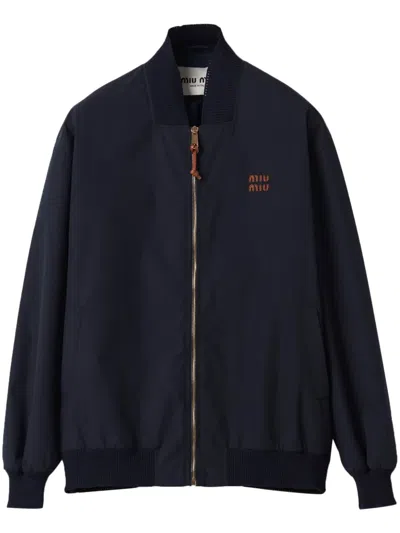 MIU MIU LOGO-PATCHES BOMBER JACKET