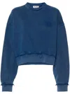 Miu Miu Sweatshirt Mit Logo-patches In Blau