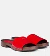 Miu Miu Studded Open Toe Flat Sandals In Red