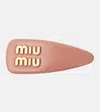 Miu Miu Logo Patent Leather Hair Clip In Pink
