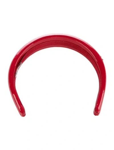 Pre-owned Miu Miu Logo Patent Leather Headband In Red