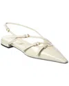 Miu Miu Logo Patent Slingback Ballerina Flat In Neutral