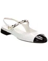 Miu Miu Logo Patent Slingback Flat In White