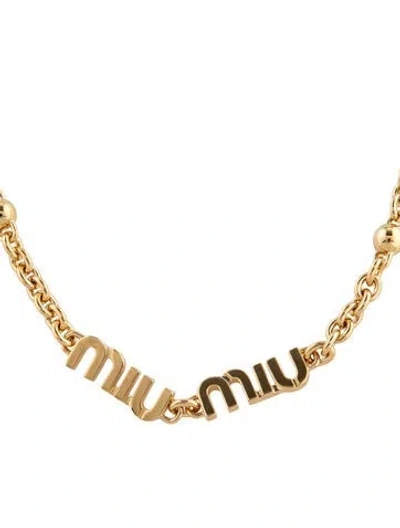 Pre-owned Miu Miu Logo Pendant Necklace, 18" In Multicolor