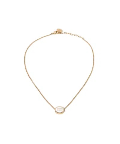 Miu Miu Logo-pendant Necklace In Yellow
