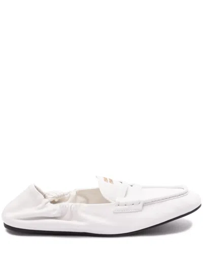 Miu Miu Nappa Leather Loafers Ruched Strap Design In Multi
