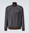 Miu Miu Logo Pinstripe Virgin Wool Track Jacket In Gray