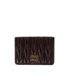 Miu Miu Textured Quilted Lamb Leather Wallet In Black