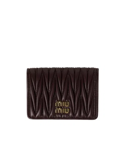 Miu Miu Logo Plaque Bi-fold Wallet In Black