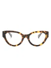 Miu Miu Logo-plaque Cat-eye Frame Glasses In Brown