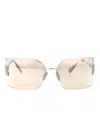 Miu Miu Logo-plaque Geometric Sunglasses In Silver