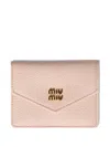 Miu Miu Logo-plaque Leather Card Holder In Pink