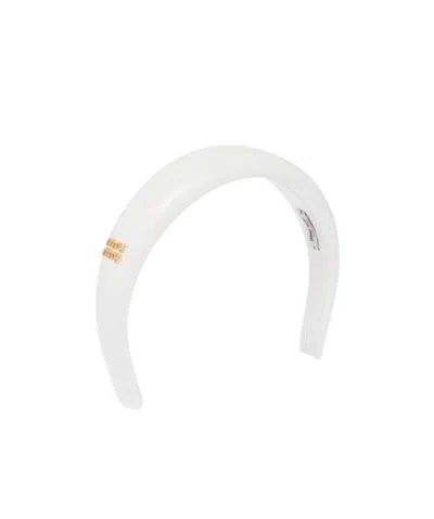 Miu Miu Logo-plaque Leather Head Band In White