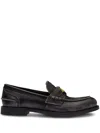 Miu Miu Logo-plaque Leather Loafers In Black