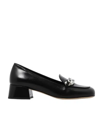 Miu Miu Logo-plaque Leather Loafers In Black