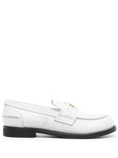 MIU MIU MIU MIU LOGO-PLAQUE LEATHER LOAFERS