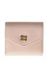 Miu Miu Logo-plaque Leather Card Holder In Brown