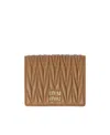 Miu Miu Small Matelassé Nappa Leather Wallet In Brown