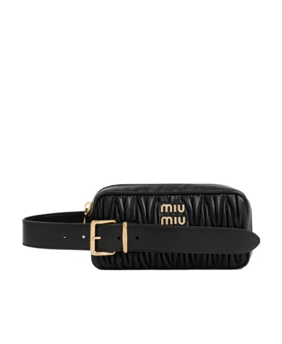 Miu Miu Logo-plaque Matelassé Tote Bag In Black