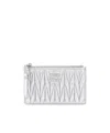 Miu Miu Logo-plaque Matelassé Wallet In White