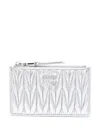 Miu Miu Quilted Lambskin Metallic Padded Card Holder In Metallic