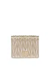 Miu Miu Small Logo Plaque Quilted Leather Wallet In Pirite