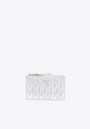 Miu Miu Quilted Lambskin Metallic Padded Card Holder In Silver
