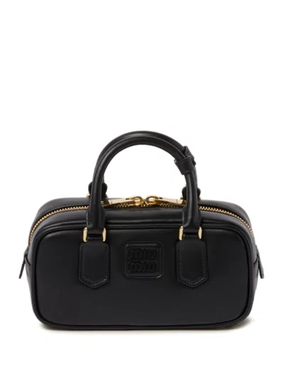 Miu Miu Logo Plaque Mini Bag In Schwarz