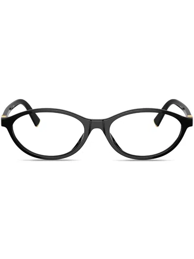MIU MIU LOGO-PLAQUE OVAL-FRAME GLASSES
