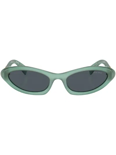 Miu Miu Sonnenbrille Mit Ovalem Gestell In Green