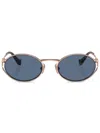 Miu Miu Womens Pink Mu 52ys Round-frame Branded-arm Metal Sunglasses In Pink