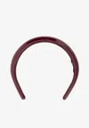 Miu Miu Logo Plaque Patent Leather Headband In Red